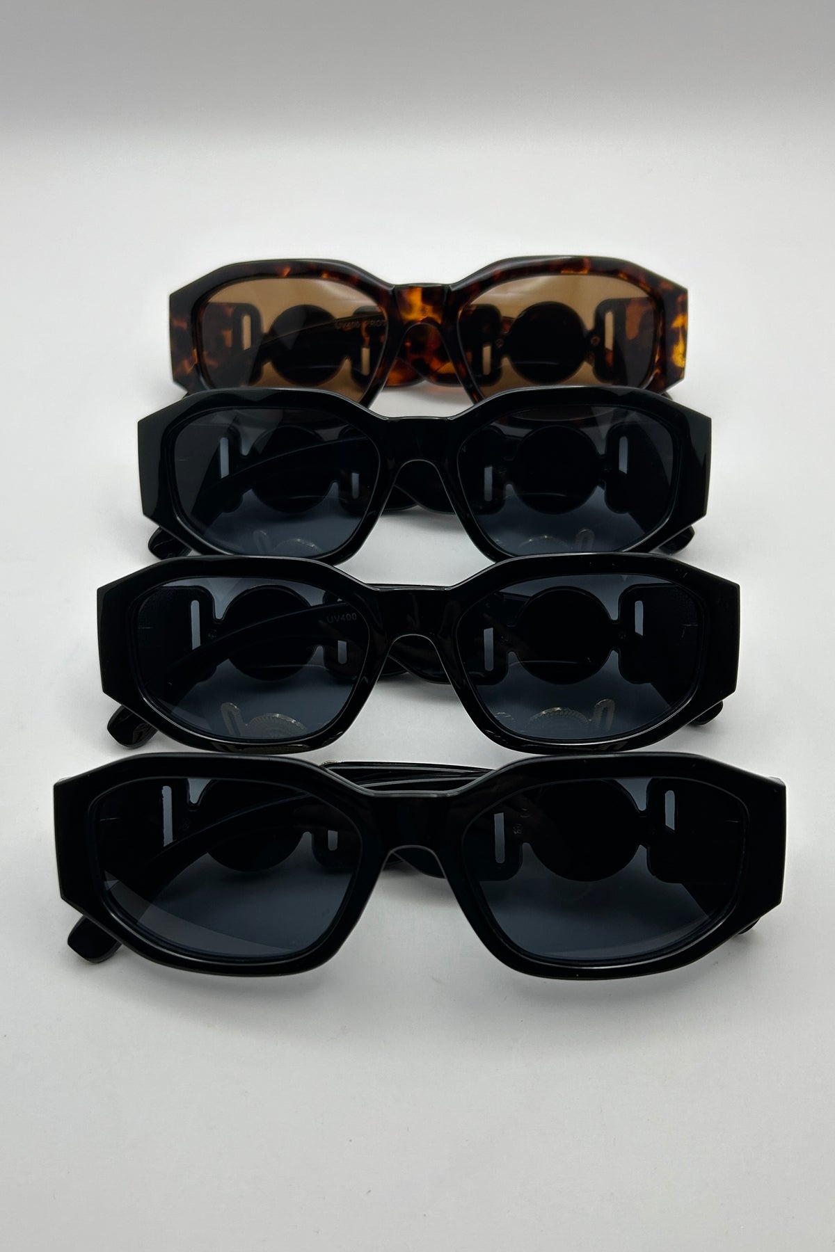 Temple Emblem Geometric Sunglasses Bulk Pack | 12 PCS Assorted