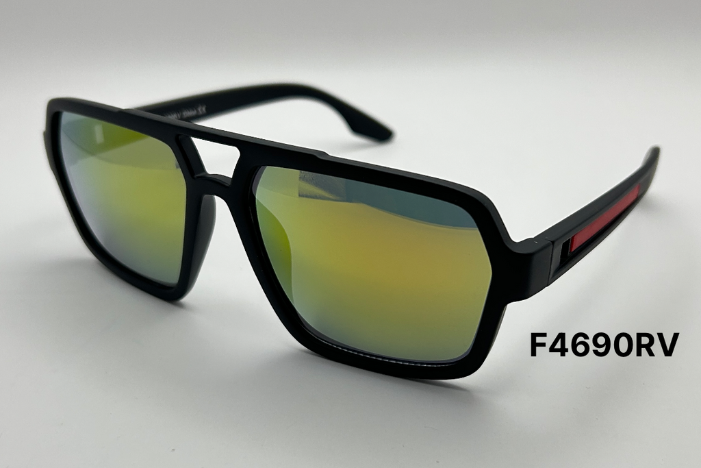 Pilot Frame Mirror Lens Red Temple Detail Sunglasses Bulk Pack | 12 PCS Assorted