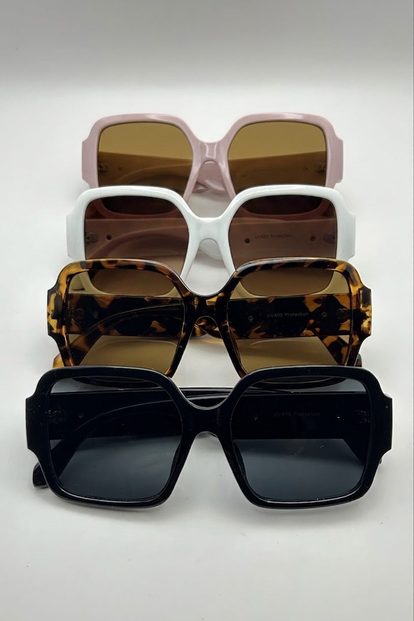 Squared Floral Temple Accent Fashion Sunglasses Bulk Pack | 12 PCS Assorted