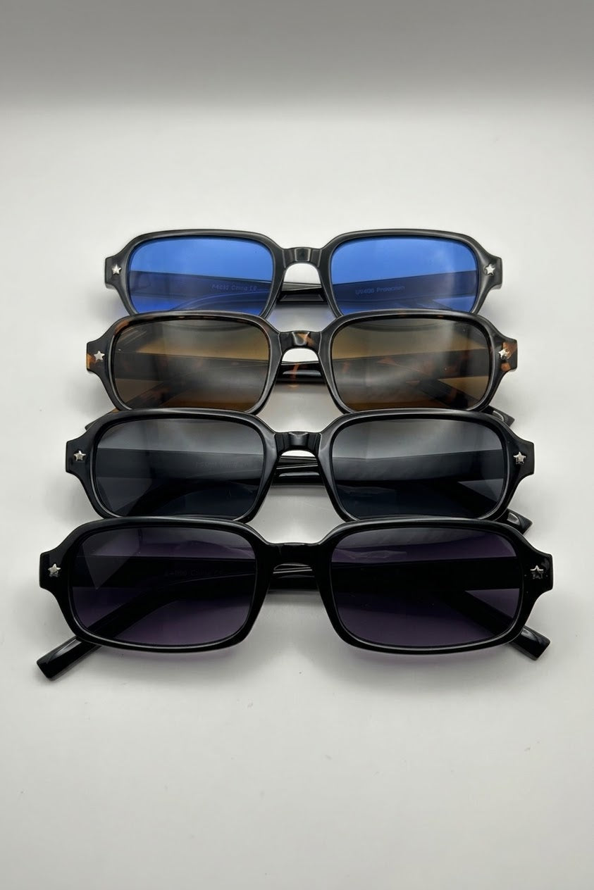 Medium Rectangle Star Accent Sunglasses Bulk Pack | 12 PCS Assorted