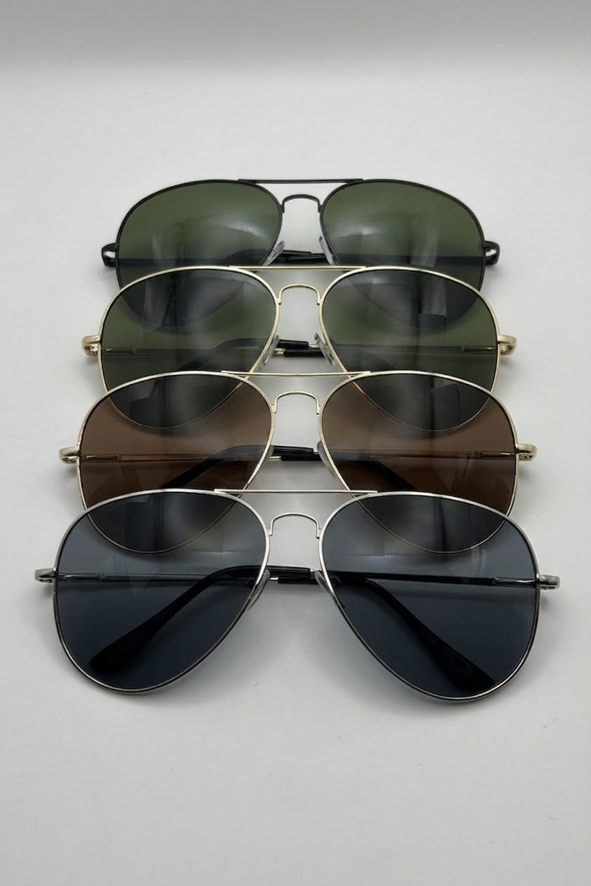 Classic Metal Aviator Sunglasses Bulk Pack | 12 PCS Assorted