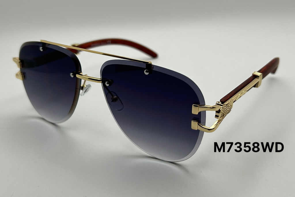 Aviator Jaguar Hinge Wood Temple Sunglasses Bulk Pack | 12 PCS Assorted