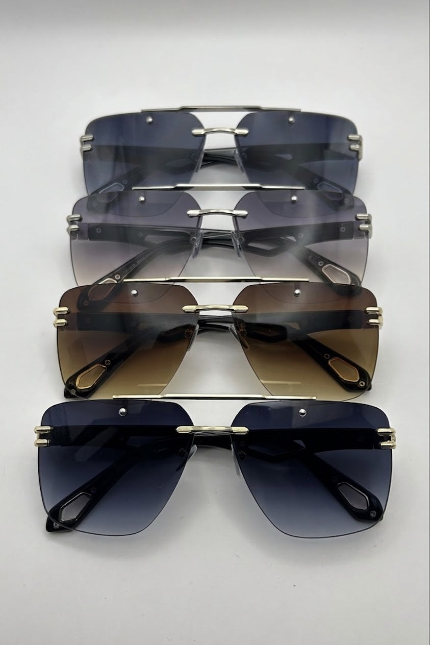 Frameless Square Aviator Cutout Temple Sunglasses Bulk Pack | 12 PCS Assorted
