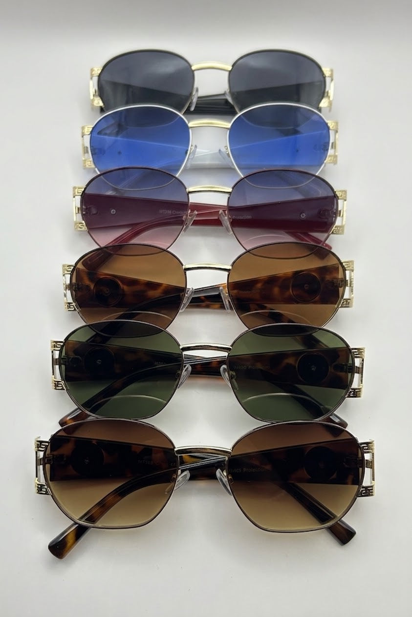 Temple Emblem Oval Sunglasses Bulk Pack | 12 PCS Assorted