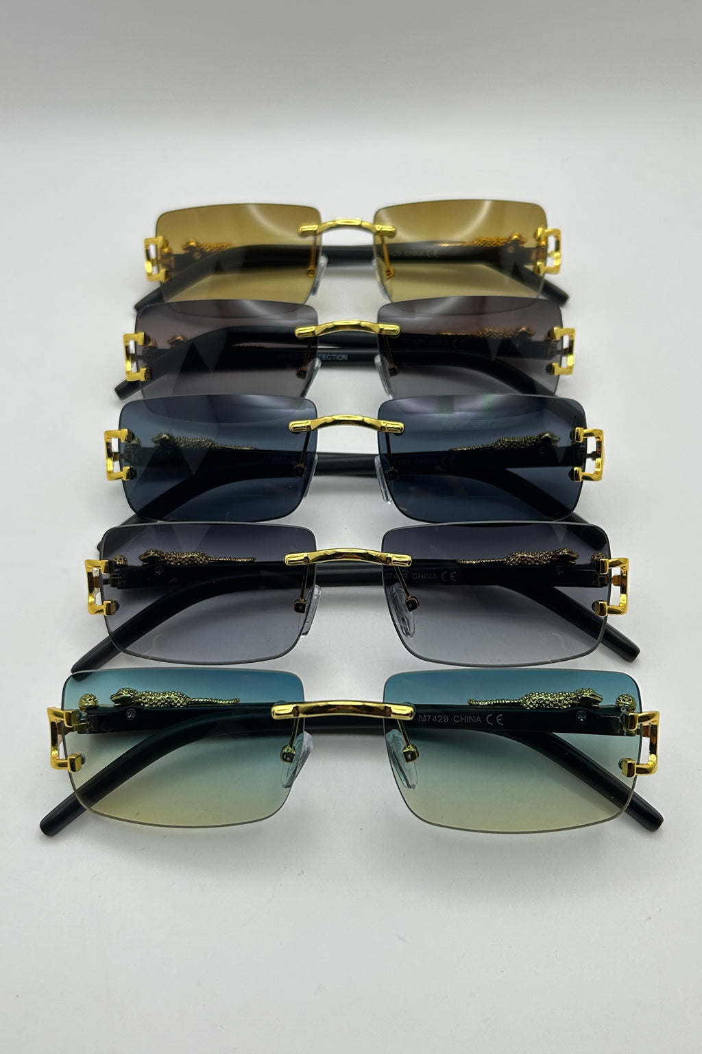 Small Rectangle Jaguar Hinge Wood Temple Sunglasses Bulk Pack | 12 PCS Assorted