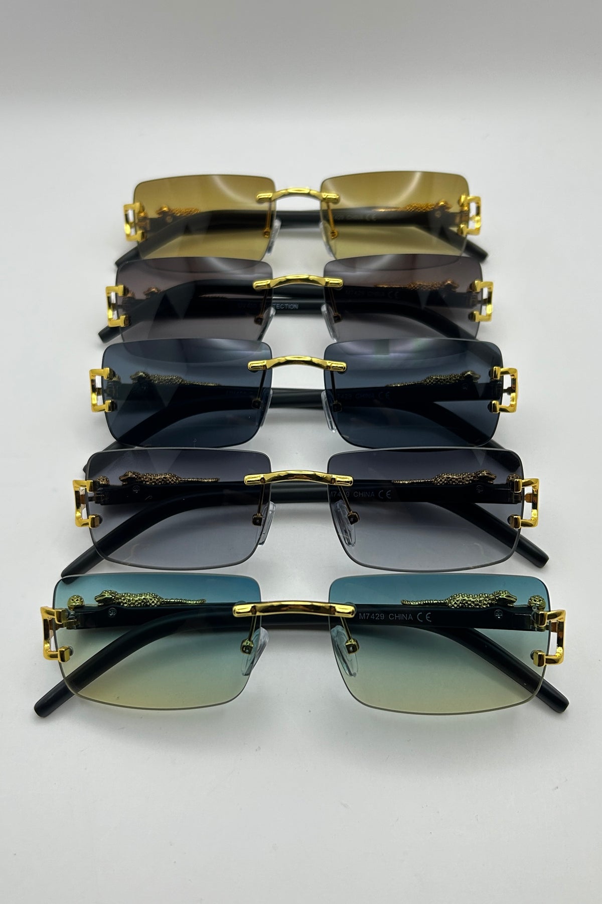 Small Rectangle Jaguar Hinge Wood Temple Sunglasses Bulk Pack | 12 PCS Assorted