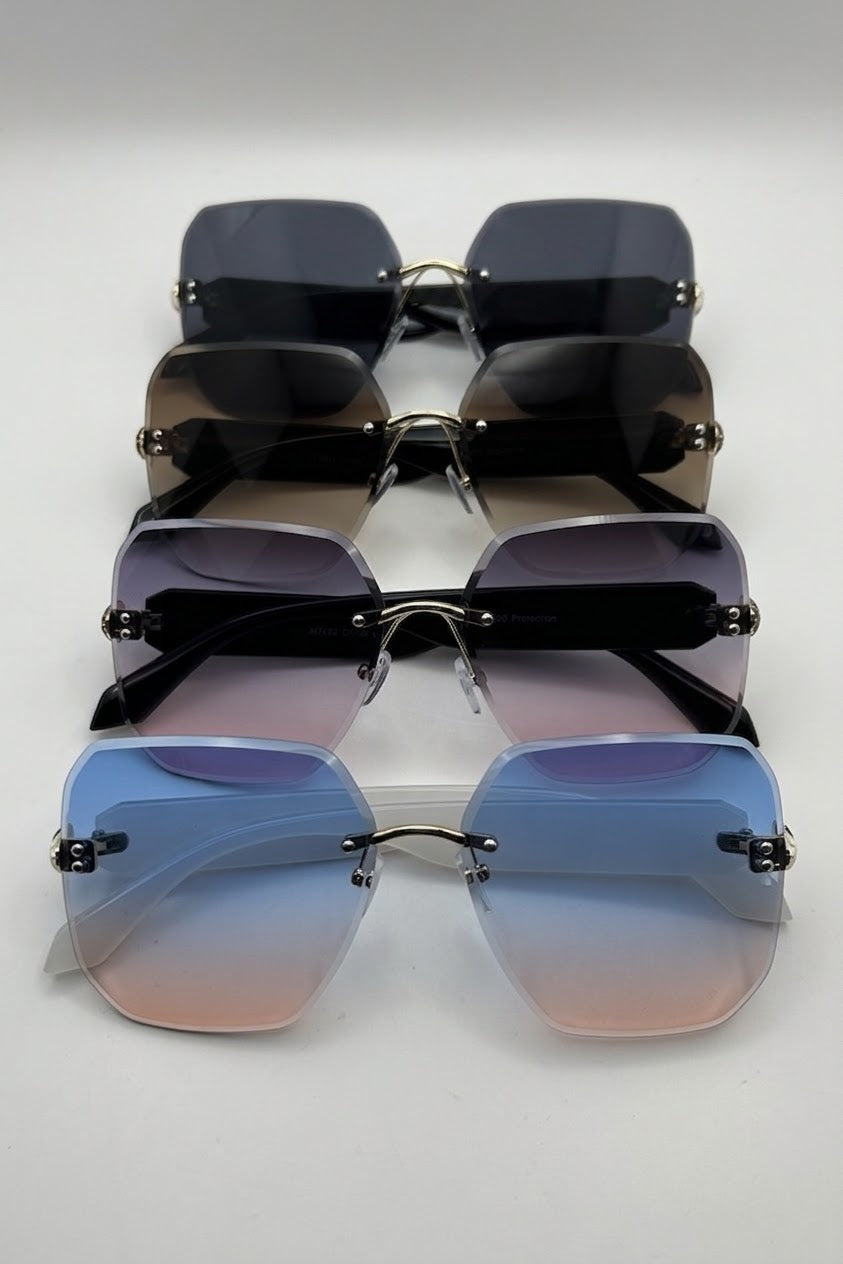 Rimless Snake Head Temple Sunglasses Bulk Pack | 12 PCS Assorted