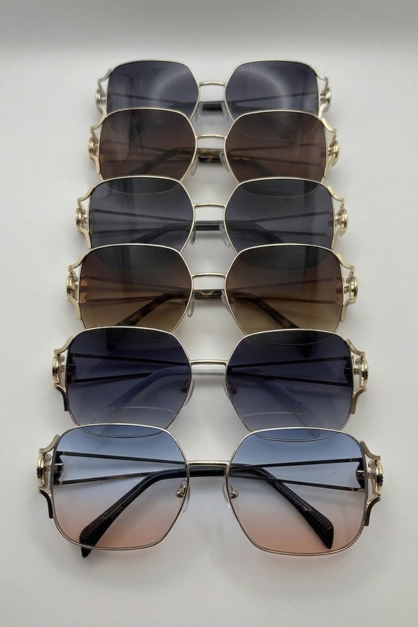Metal Frame Temple Detail Sunglasses Bulk Pack | 12 PCS Assorted