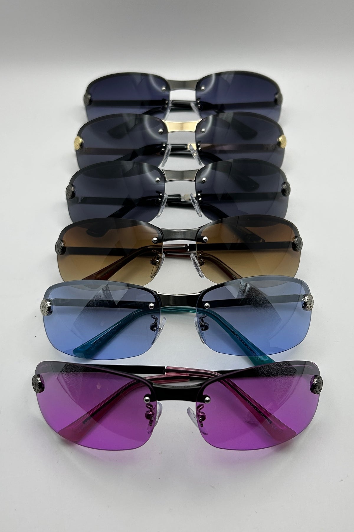 Semi Rimless Narrow Wrap Lion Accent Sunglasses Bulk Pack | 12 PCS Assorted