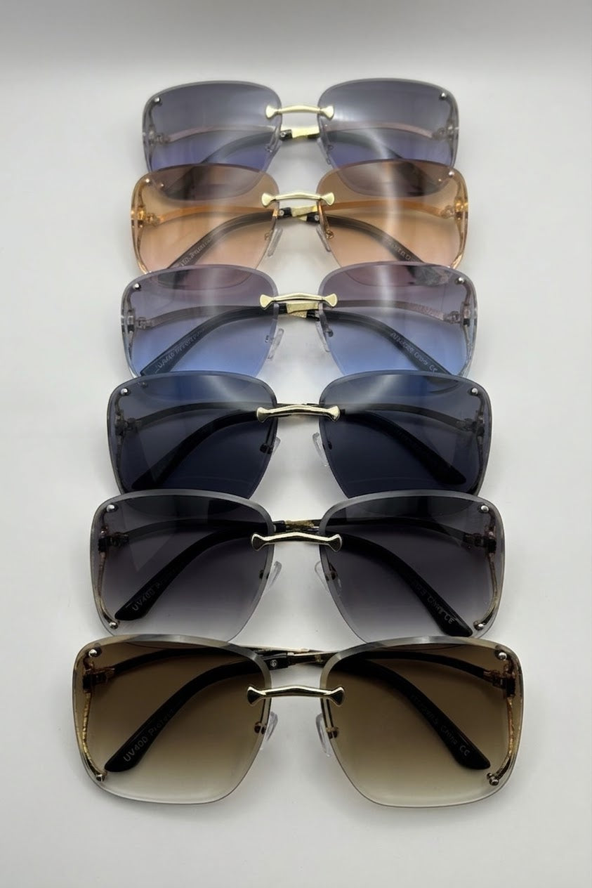 Rimless Rhinestone Accent Sunglasses Bulk Pack | 12 PCS Assorted