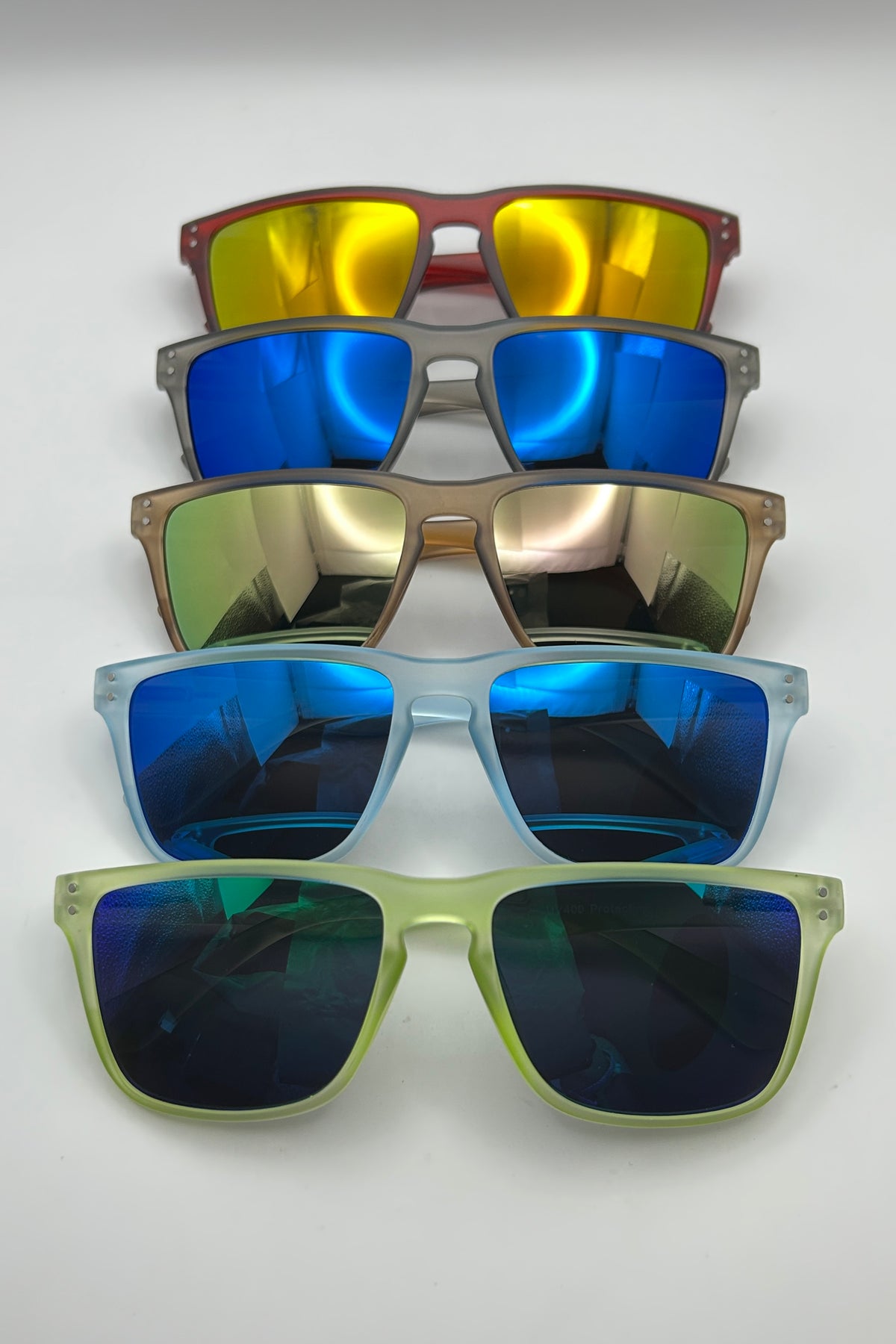 Sport Color Mirror Two Dot Stud Accent Sunglasses Bulk Pack | 12 PCS Assorted